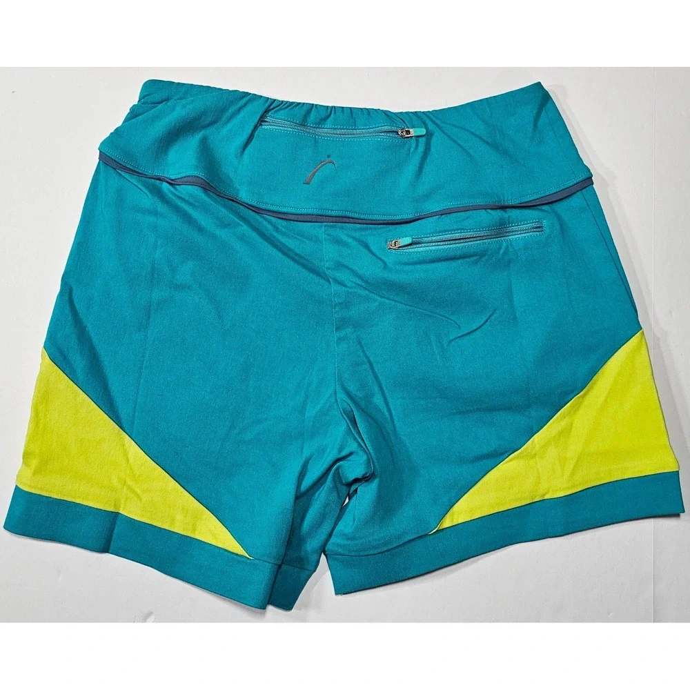Swingdish‎ Womens Teal Lime Green Colorblock Golf Athletic Shorts HO01-2 Small